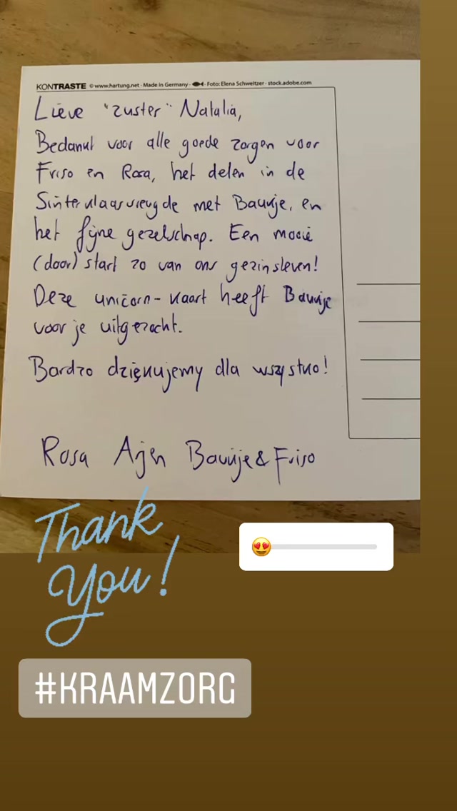 Photo of the card, Rosa, Ajen, Bauwje & Friso